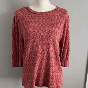 Lucky Brand Rose Geo-Print 3/4 Sleeve Tee Size XL